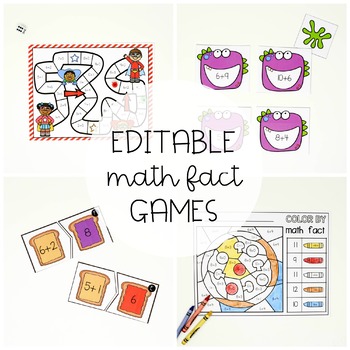 Preview of 15 Math Fact Games - EDITABLE