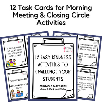 15 Easy Kindness Activities Printable Student Challenge Cards | TpT