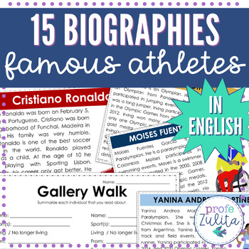 Preview of 15 English Sport Athlete Biography Readings Level: Beginner + ESL Newcomer