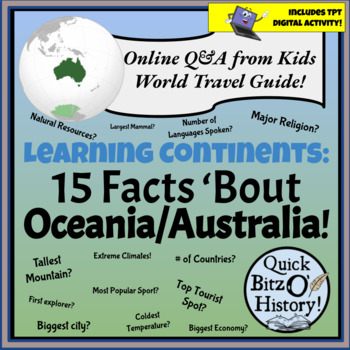 Preview of Learning Continents: 15 Facts 'Bout Oceania/Australia (Geography and Culture)