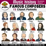 15 Famous Composers Clipart Bundle in color and B&W in rea