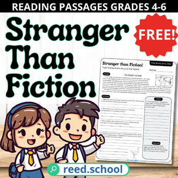 Preview of 15 Captivating True Stories: Free Reading Comprehension & Discussion  Grades 4-6