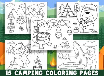 Preview of 15 Fun Camping Coloring Pages for Preschool and Kindergarten Kids