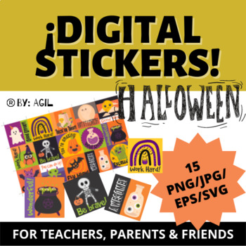 Preview of Halloween Digital Stickers for Google Classroom™, Seesaw™ or to Print