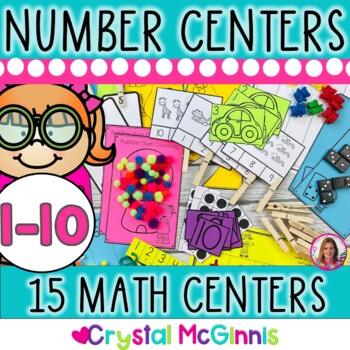 Preview of 15 Hands-On Counting and Cardinality Number Centers (Black and White) 1-10