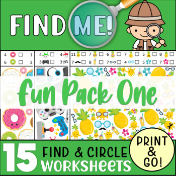 Preview of 15 'I-Spy' Worksheets: Find & Circle the Hidden Objects: Worksheet Pack (One)
