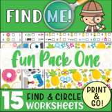 15 'I-Spy' Worksheets: Find & Circle the Hidden Objects: W