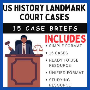 Preview of US History Landmark Court Cases: Case Briefs