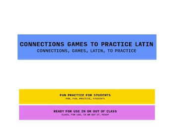 Preview of 15 Latin 4 x 4 Principal Parts Grouping / Matching Games (Connections)