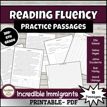 Preview of 3rd-6th Grade Differentiated Reading Fluency Passages: Immigrant Biographies