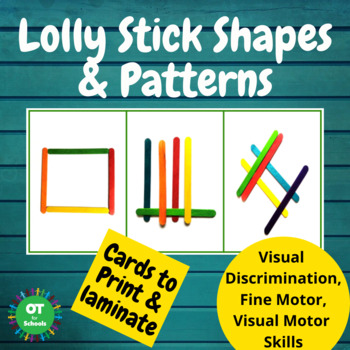 Preview of 15 Lolly Stick shapes & Pattern cards - Occupational Therapy, SEND, Autism