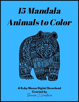 Preview of 15 Mandala Animals to Color for Teens and Adults