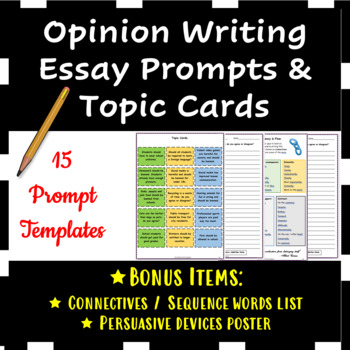 Preview of 15 Opinion Essay Prompts & Topic Cards