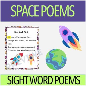 Preview of 15 Outer Space Sight Word Poems | Shared Reading | Sight Word Activity