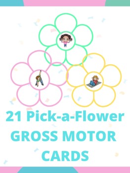 Preview of 21 Pick a Flower Gross Motor Cards (Spring/Summer Activity) Physical Therapy