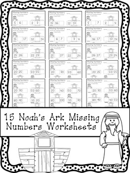 15 Printable Noah's Ark Missing Numbers Worksheets. Preschool