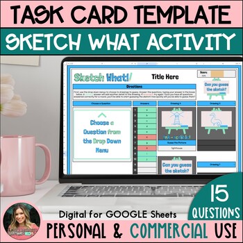Preview of 15 Question Task Card Editable Self Checking Template Activity - Commercial Use