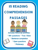 15 Reading Comprehension Passages | 1st-3rd Grade