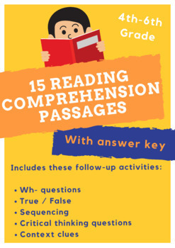 Preview of 15 Reading Comprehension Passages with Audio | 4th-6th Grade