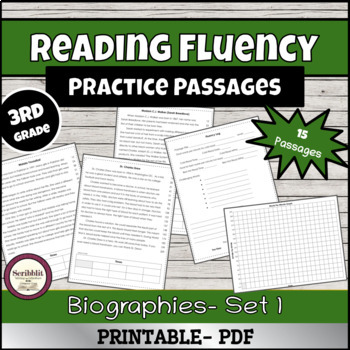 Preview of 15 Reading Fluency Passages 3rd Grade Level:  Biographies Set 1