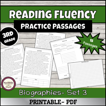 Preview of 15 Reading Fluency Passages 3rd Grade Level:  Biographies Set 3