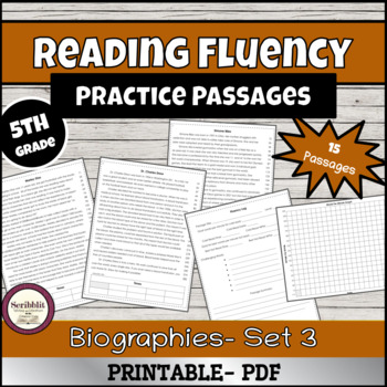 Preview of 15 Reading Fluency Passages 5th Grade Level:  Biographies Set 3