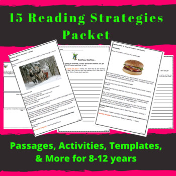 Preview of 15 Reading Strategies Packet: Reading Comprehension Activities, Passages & More