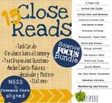 15 Science Close Reading Bundle- Evidence and Text-Depende