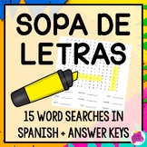 15 Sopa de Letras Spanish Word Searches Numbers, Colors, M