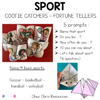 15 Sport Cootie Catchers / Fortune Tellers Vocabulary and Speaking Activity