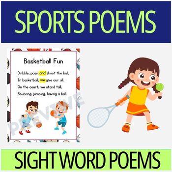 Preview of 15 Sports Sight Word Poems | Shared Reading | Sight Word Activity | New Readers