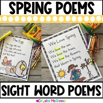 Dollar Deal | 15 Spring Sight Word Poems Kindergarten Sight Word ...