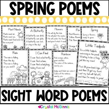 Dollar Deal | 15 Spring Sight Word Poems Kindergarten Sight Word ...