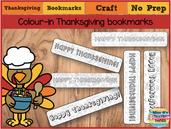 Preview of 15 Thanksgiving Color-in Bookmarks for reading, libraries and classroom use