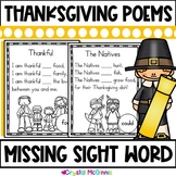 15 Thanksgiving Sight Word Poems | Fill In The Missing Sig