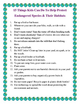 15 Things Kids Can Do to Help Endangered Animals & Their Habitats