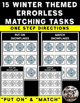 Preview of 15 Winter ERRORLESS Match & Put On Activities Special Education Matching Centers