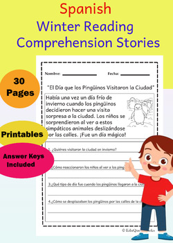 Preview of 15 Winter Spanish Reading Comprehension Stories