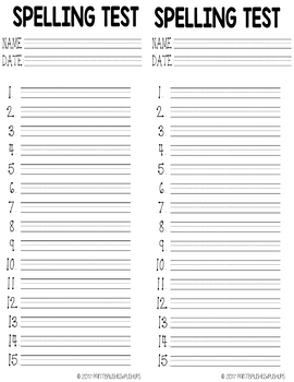 Preview of 15 Word Spelling Test template With Primary Lines 2 tests per page