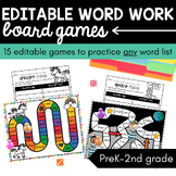 15 Word Work Board Games - EDITABLE