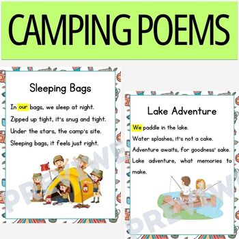 Preview of 15 camping Sight Word Poems  Shared Reading
