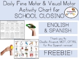 Distance Learning 15 days of HOME fine motor CHART OT FREE