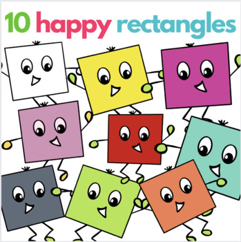 Preview of 10 happy rectangles clipart - colorful smiling geometry cliparts PNG