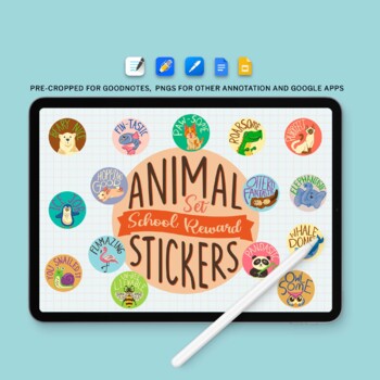 Preview of 15 png Animal School Reward Digital Stickers, Digital Planner Sticker Set