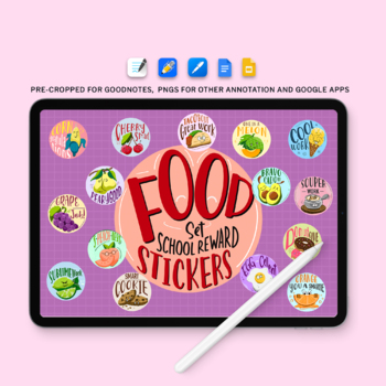 Preview of 15 png Food Digital Stickers for School Reward, Digital Planner Sticker Set