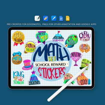 Preview of 15 png Math Digital Stickers for School Reward, Digital Planner Sticker Set