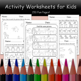 150 Activity Worksheets for Matching the Same Objects and 