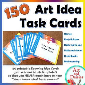 Preview of 150 Art Idea Task Cards - Sketchbook Drawing Prompts for Boosting Creativity