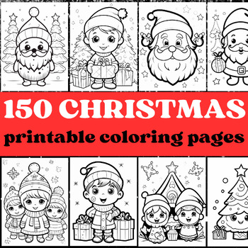 Preview of 150 Cute christmas coloring pages for kids