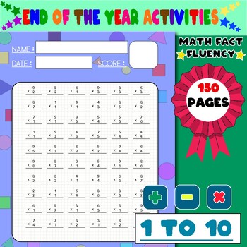 Preview of 150 Days  End Of the Year activities Math Worksheets from 1 to 10 3.Op